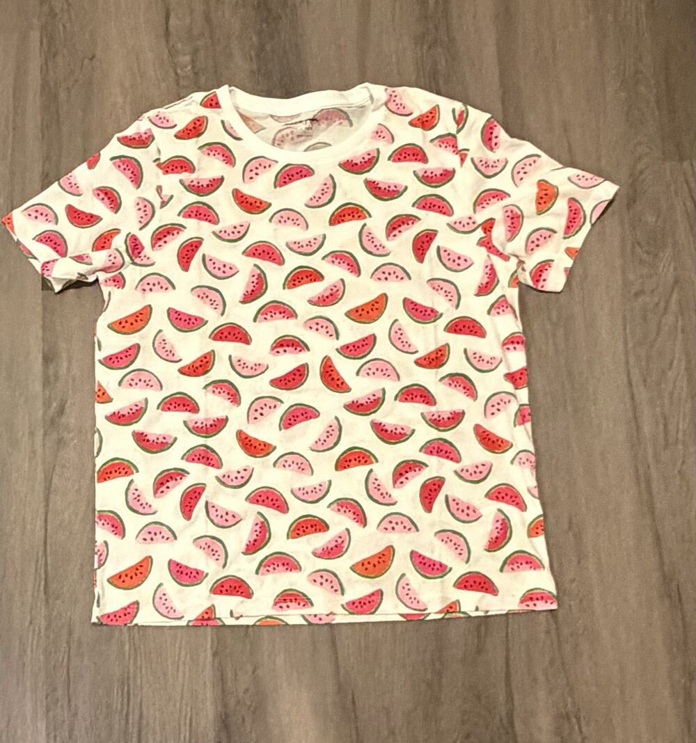 kate spade NEW YORK Watermelon Print White Crewneck T-Shirt Size M